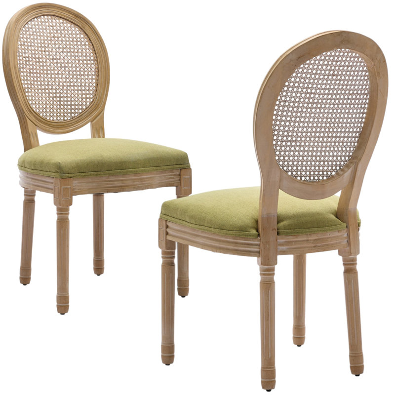 Chaise d'appoint rembourrée H 19,7 po Amando, Vert olive, Bois de chêne
