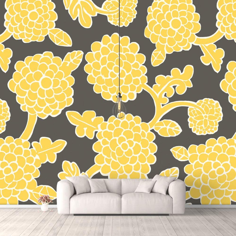 Murale luxuriante, L 100 po x l 144 po, Jaune