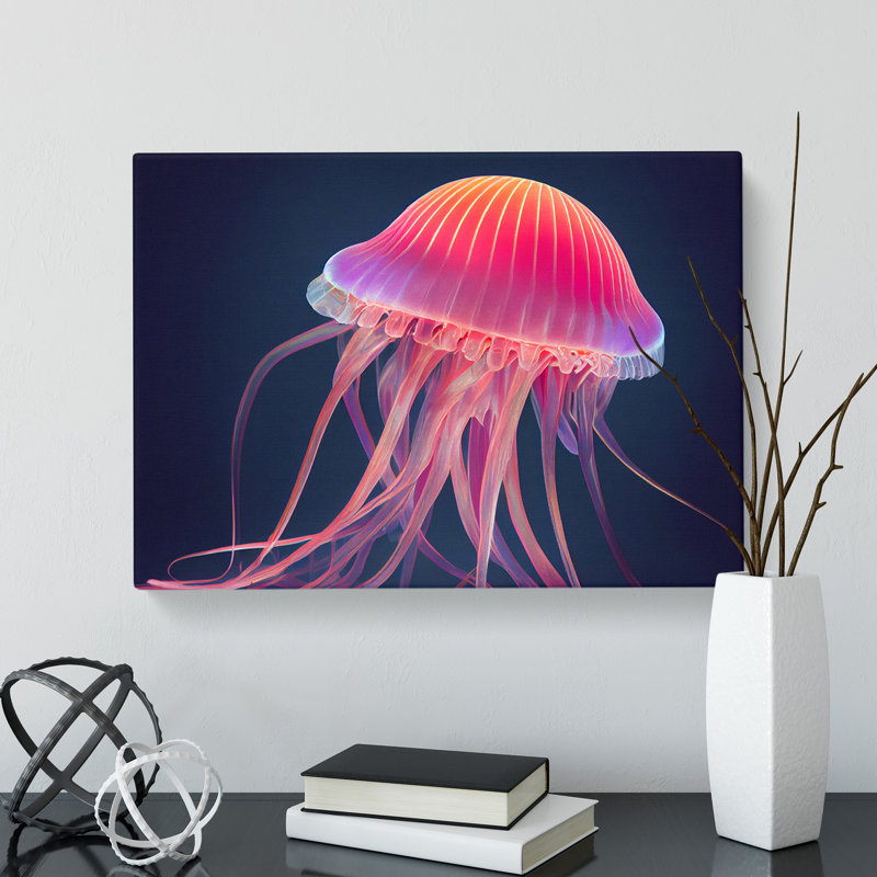 Jellyfish Art - Wrapped Canvas Print, 35cm H x 50cm W x 3cm D