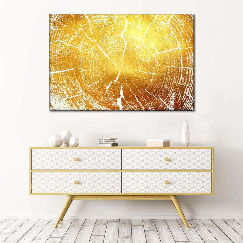 Golden Tree Rings On Canvas Print, 20" H x 30" W x 1.25" D