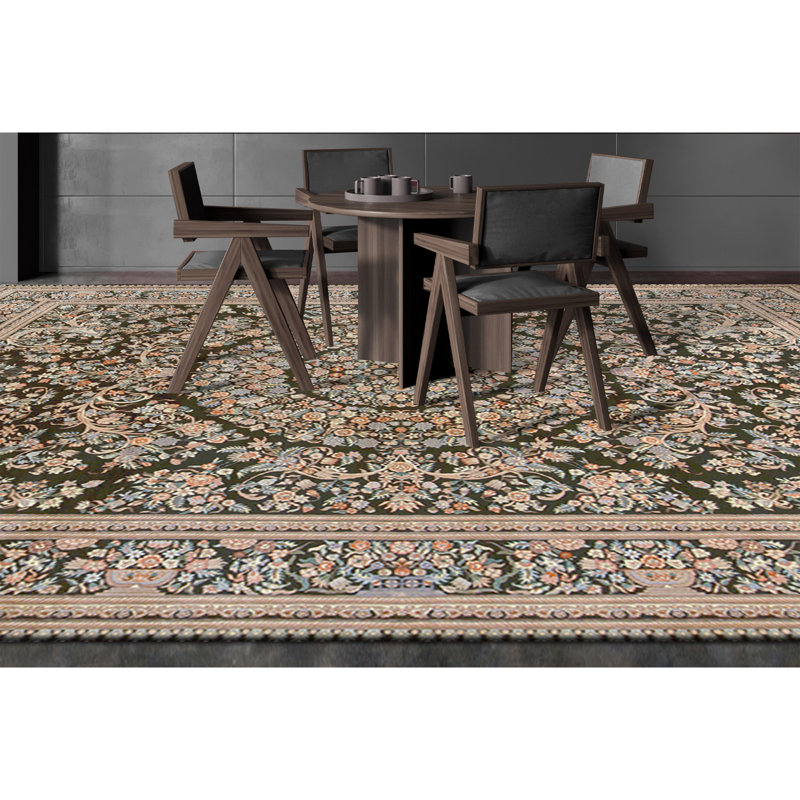 Hand Knotted Wool Area Rug in Black