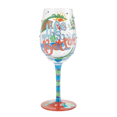 Lolita Life on Vacation Hand Painted Wine Glass 9in H