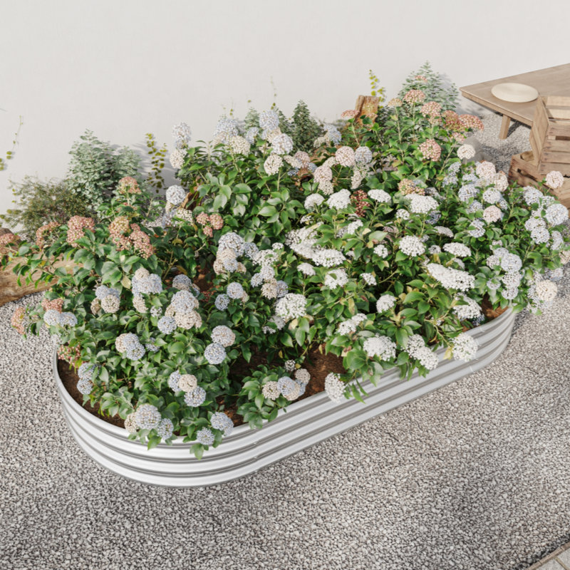Stavya Metal Raised Garden Bed, 11.42" H x 70.86" W x 35.43" D, Silver