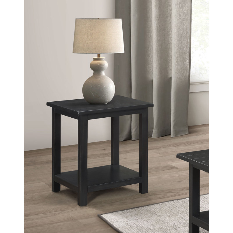 Table de bout en bois avec tablette Stenson, Noir