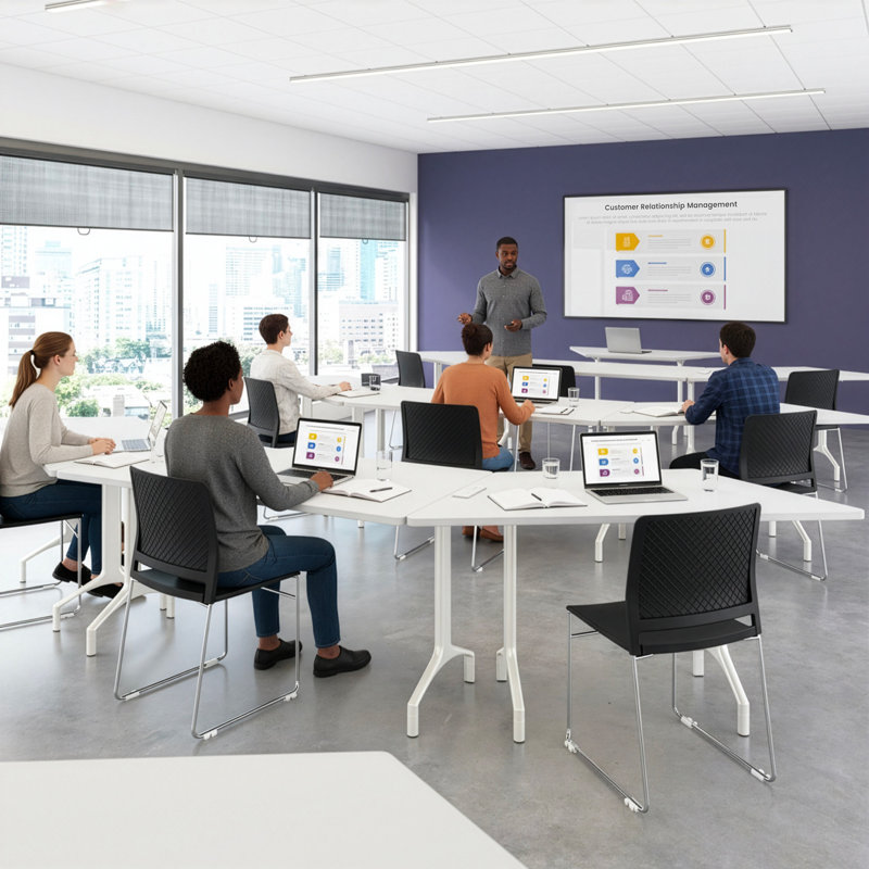 Table de formation modulaire trapézoïdale Bush Business Furniture Synergy, H 29,62 po x L 57,81 po x l 25,44 po, Blanc