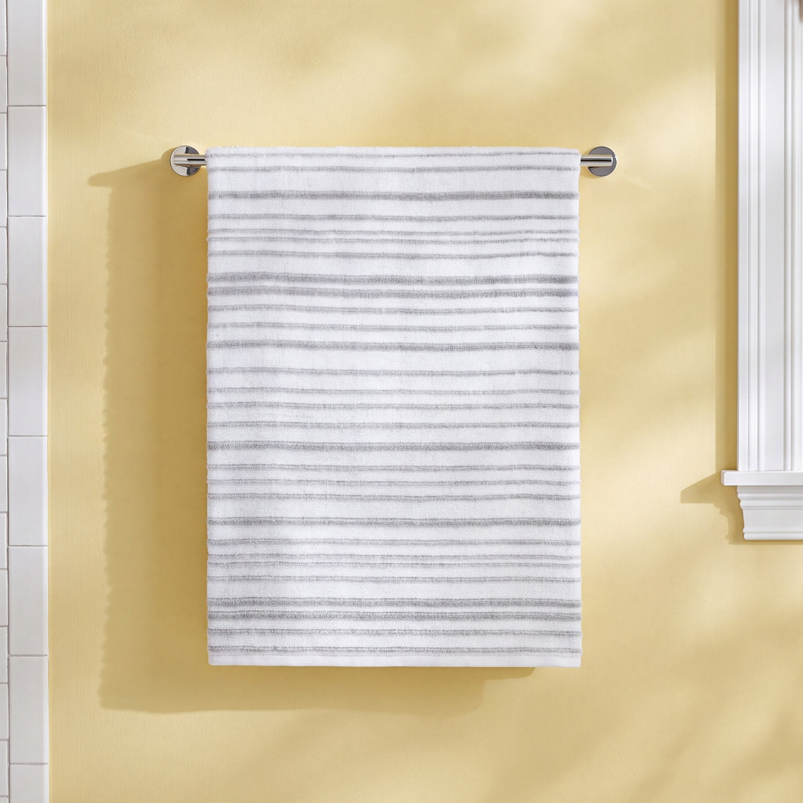 Roulston Striped Cotton Washcloth, Gray/White