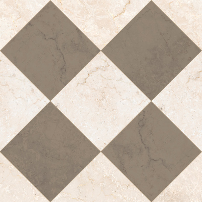 Tavari Checkerboard 10X10 Botticino And Bronze, Brown/Beige
