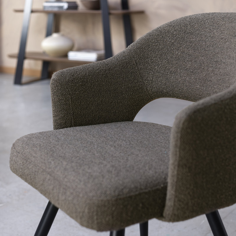 Alcanza STERLING UPHOLSTERED DINING CHAIR - FABRIC - BLACK SAND POWDER COATED LEGS (PAIR), Brown