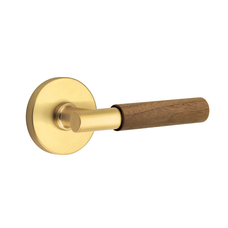 Ensemble de leviers de passage Emtek Select avec rosette à disque et tige en T, poignée en noyer foncé (CF), Antique français