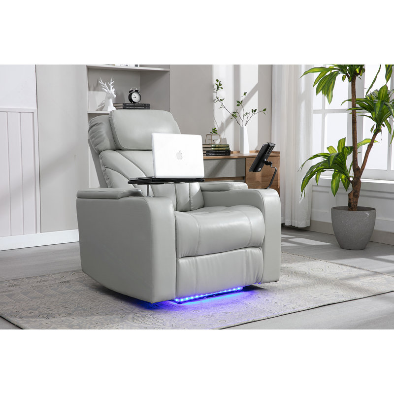 Power Motion Recliner Electric Power Recliner With USB Charging Port, Hidden Arm Storage, Convenient Cup Holder And Bluetooth Speaker, Light Grey(Old Sku:SG000800AAE)