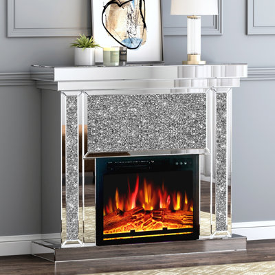 Foyer électrique chauffant à miroir l 43 po avec flamme DEL