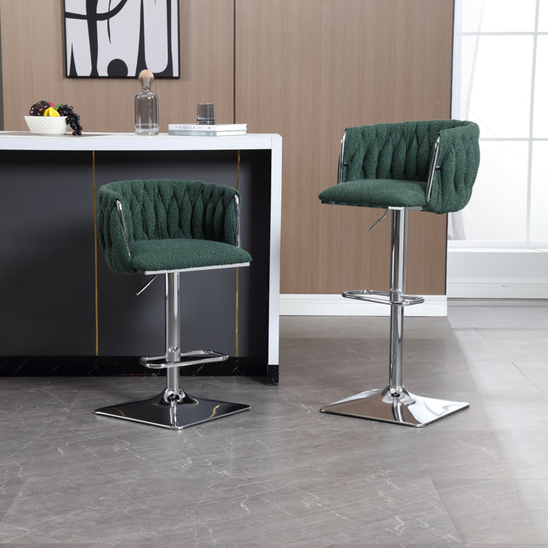 Dalicia Swivel Upholstered 65.02cm Counter Stool with Metal Frame, Emerald