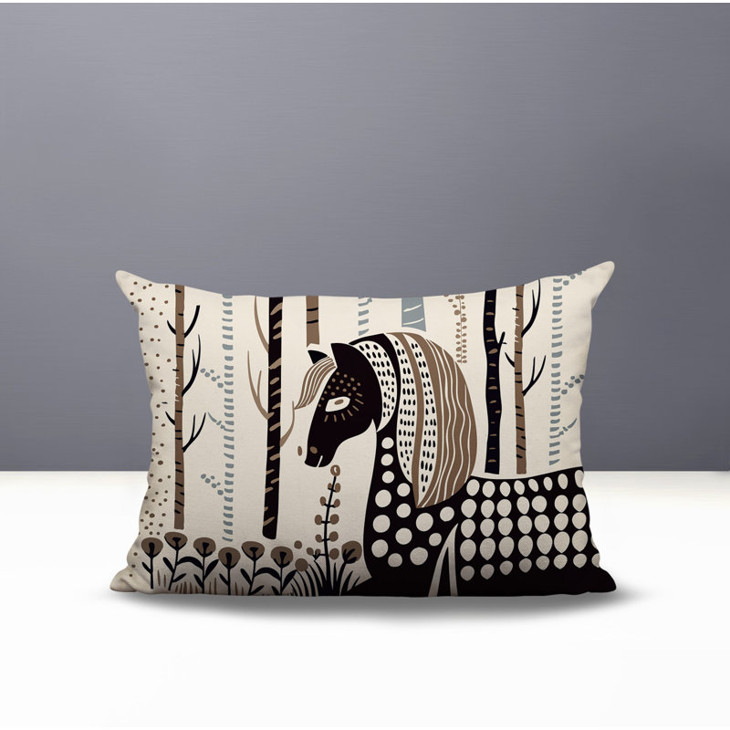 Coussin lombaire réversible intérieur / extérieur niko Horse, Beige, Rectangle H 18 po x l 25 po