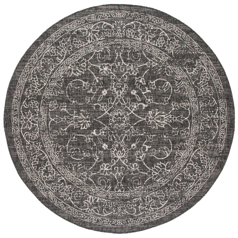 Tapis d'intérieur / extérieur Amedee Performance, Black/Ivory, Round 4'