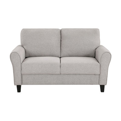 Modern Transitional Sand Hued Textured Fabric Upholstered 1Pc Loveseat Attached Cushion Living Room Furniture