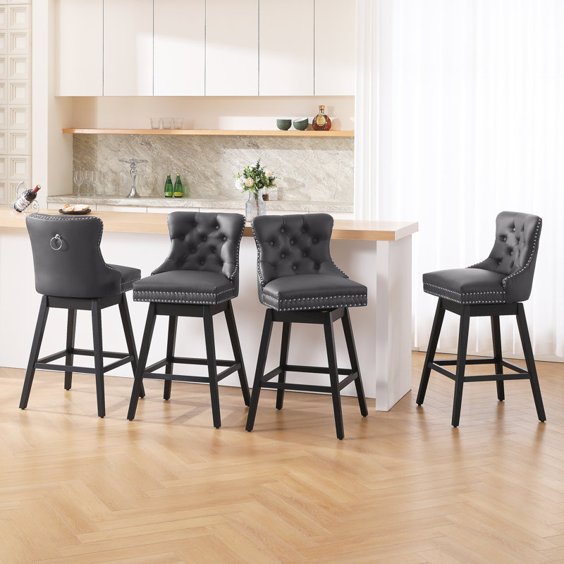 Timm Swivel Stool, Gray Faux Leather