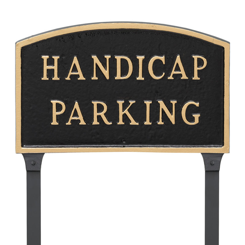 Enseigne de jardin d’adresse de parking de handicap, Noir / or, H 10 po x l 15 po x P 0,25 po