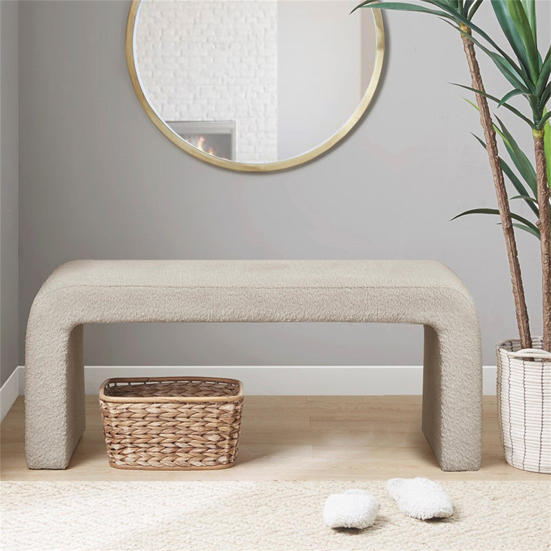Charming Boucle Waterfall Bench For Stylish Spaces And Relaxation., Beige