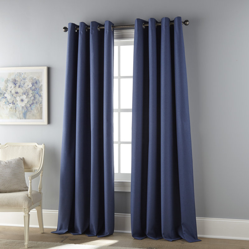 Anniston Blackout Single Curtain Panel, Navy