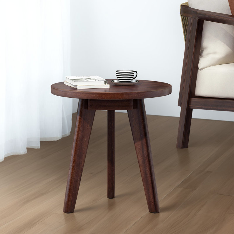 Table d'appoint d'extérieur ronde en bois massif