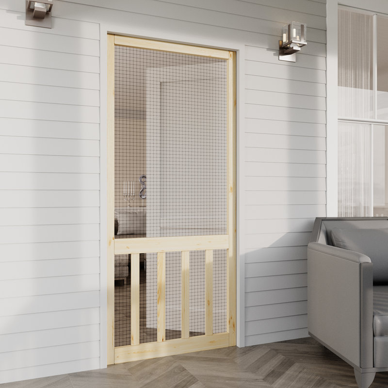 80" Height Solid Pine Screen Door/Easy Install, 80" H x 30" W x 1.4" D