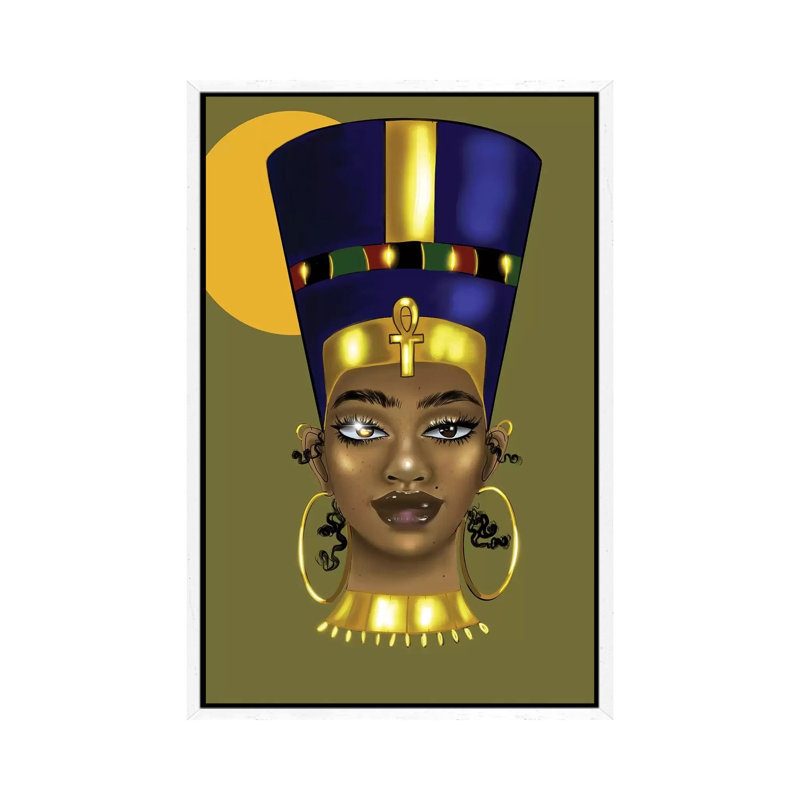 Brianna Nefertiti - Print on Canvas, 66.04 cm H x 45.72 cm W, White Framed