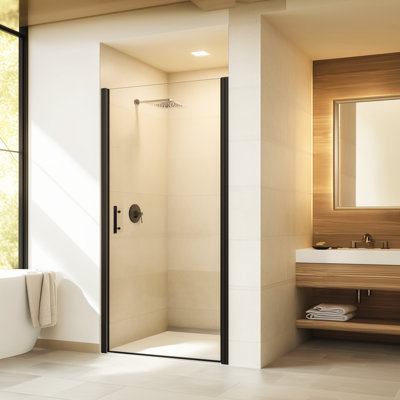 Porte de douche pivotante sans cadre l 36 "à 37" x H 72 "Verre trempé 1/4"
