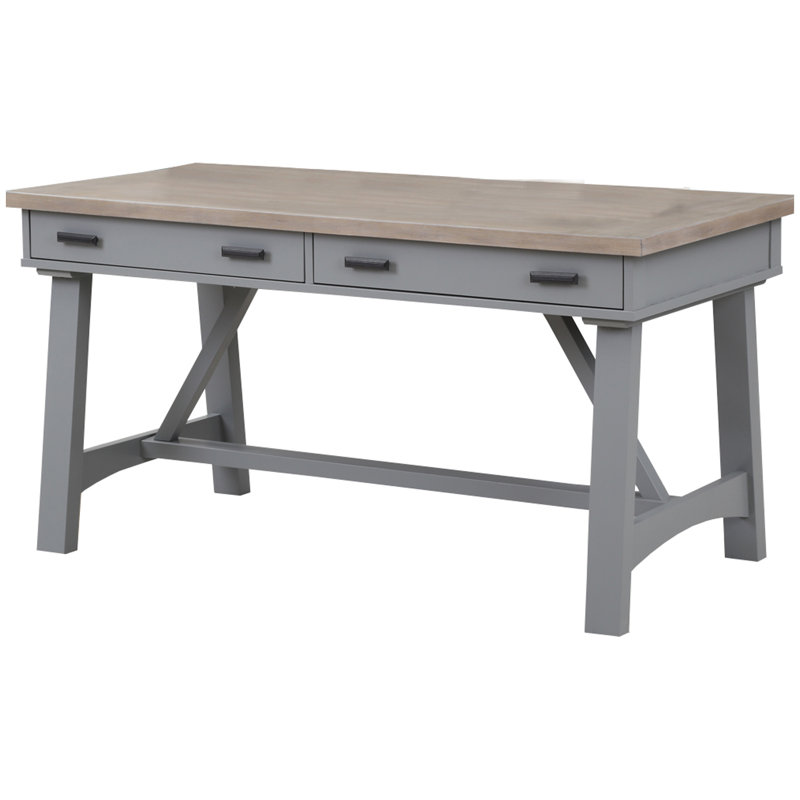 Bankhead Writing Desk with Built in Outlets, Weathered Natural Top/Dove Base