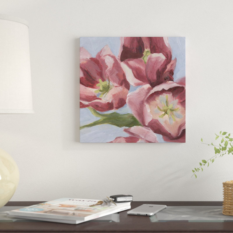 Mauve tulipes ii, impression sur toile, H 12 po x l 12 po x P 0,75 po, Toile tendue, Pas de tapis