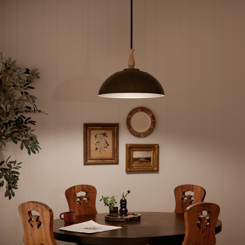 Fira Anvil Iron and Beech 18'' Single Pendant Light