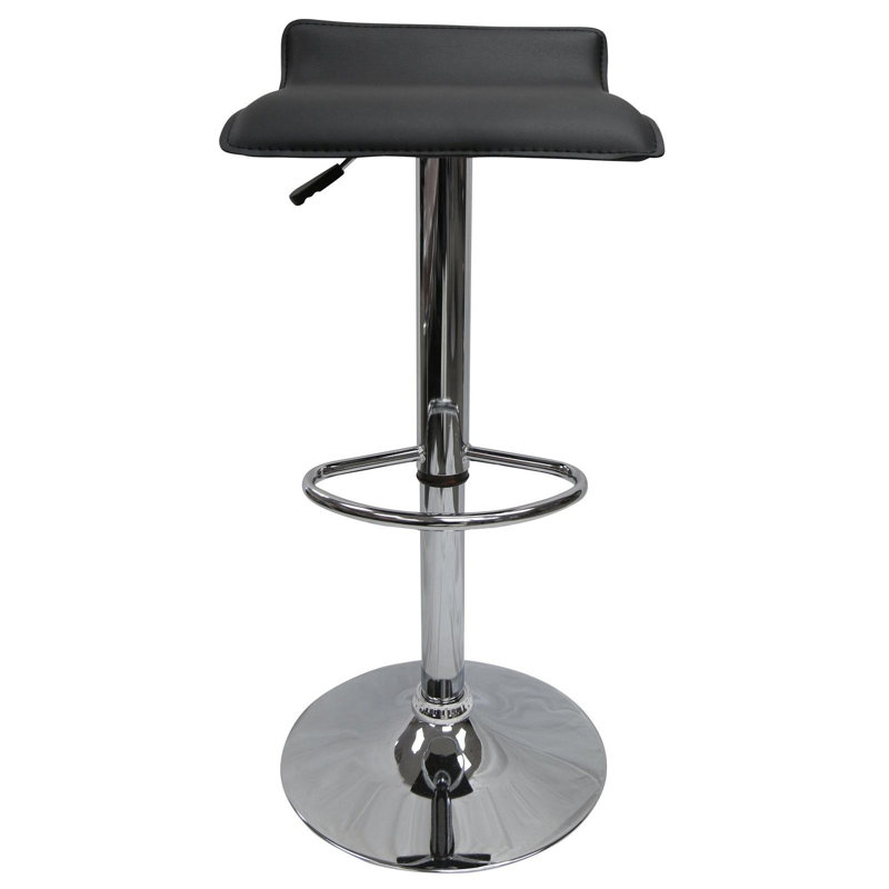 Becknell Upholstered Faux Leather Adjustable Height Counter Stool with Steel Frame, Black