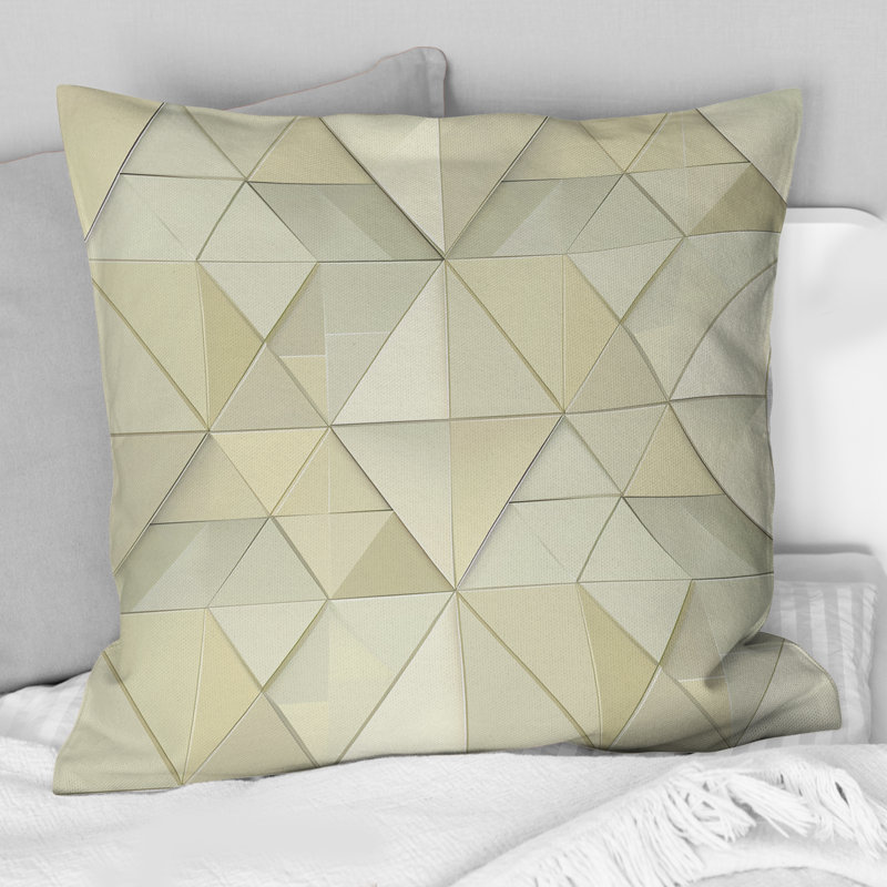 Coussin Beige moderne crème moderne Triangle III, H 16 po x l 16 po