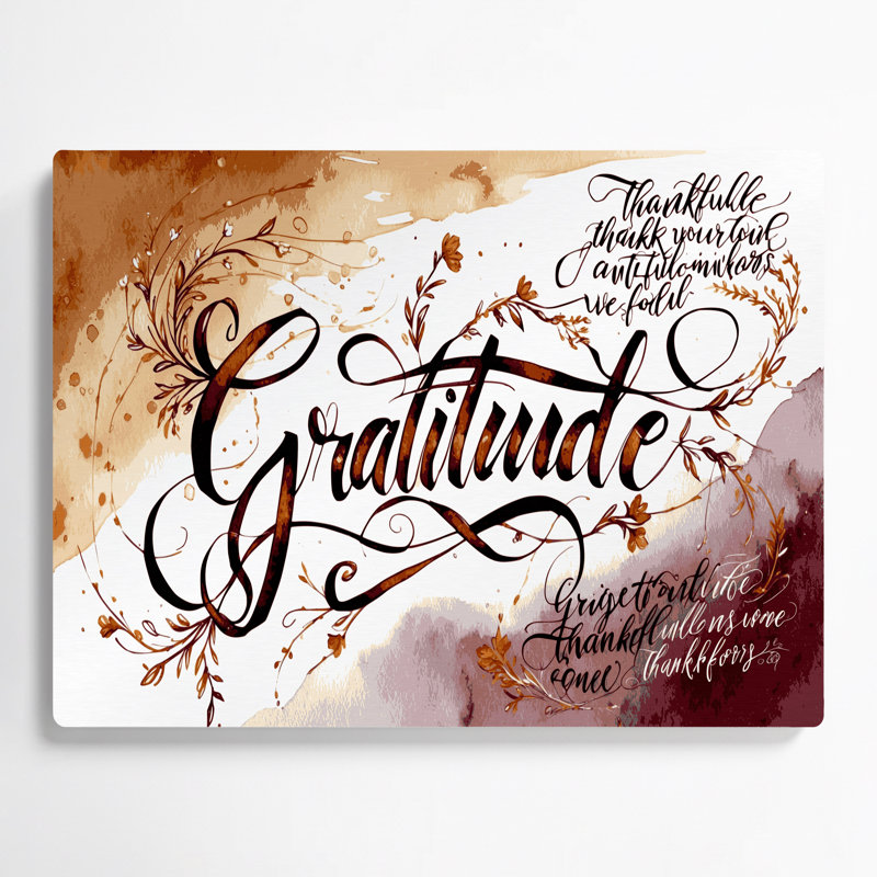 Art mural en métal beige, "Thanksgiving Thankfulness", H 20 po x l 30 po x P 0,05 po
