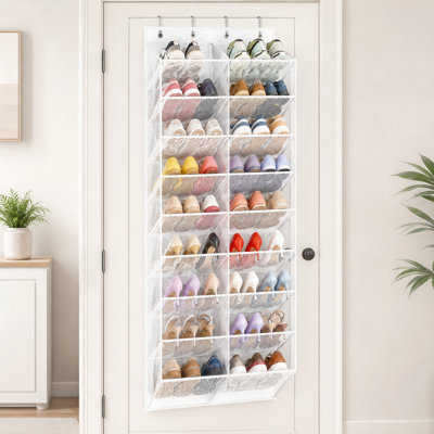 Étagère à chaussures 71 pouces blanche à suspendre 71 pouces avec 10 niveaux de larges poches en filet respirant, pouvant contenir jusqu'à 30 paires de chaussures familiales