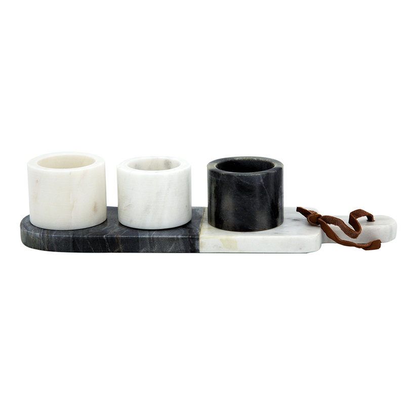 S/4 Marble Condiment Cup/Tray