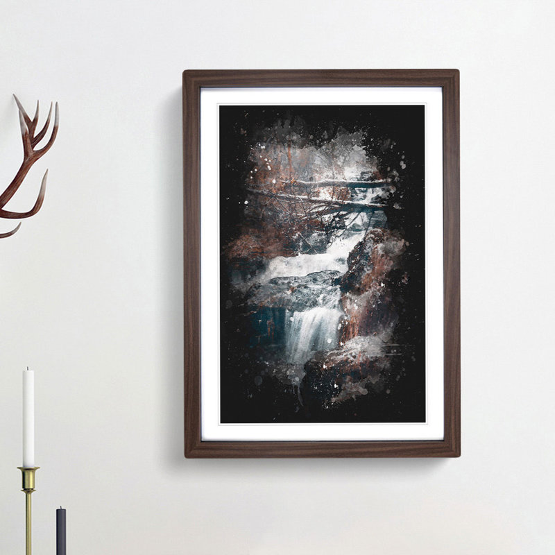 Forest In Norway - Single Picture Frame Painting on MDF, 87cm H x 62cm W x 2cm D, Walnut Framed