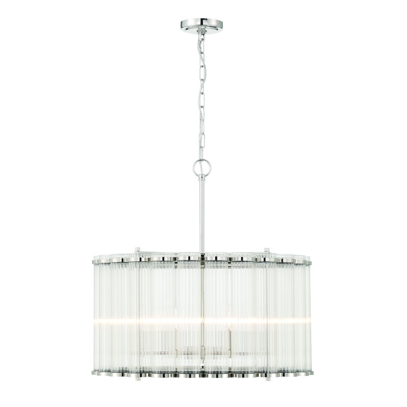 Lustre à 6 lumières Glacbury, Nickel satiné