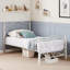 Ensemble de lit simple en métal 2 pièces avec tête de lit et pied de lit Mouin, lit plateforme blanc de style victorien avec lattes robustes, aucun sommier nécessaire-1664496970