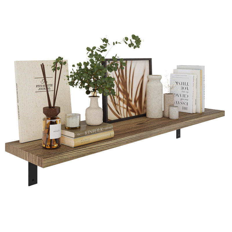 Long Floating Shelf For Wall With Heavy-duty Brackets, Wood Wall Shelf For Living Room, Bedroom, Kitchen, 48''