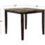 Table de salle à manger moderne en faux marbre brun foncé avec placage en bouleau