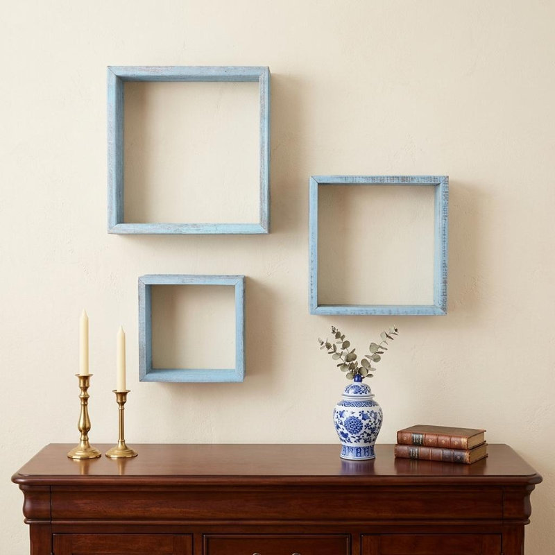 Raheem Square, Blue, 12" H x 12" W x 3" D