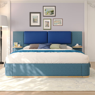 Queen Size Upholstered Platform Bed With Panel, Platform Bed Frame With Anti-Collision Soft Rounded Corners, Stable And Solid, No Box Spring Needed, Easy Assembly