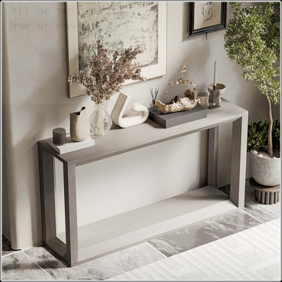 Console de 60 pouces de large avec finition grise vieillie