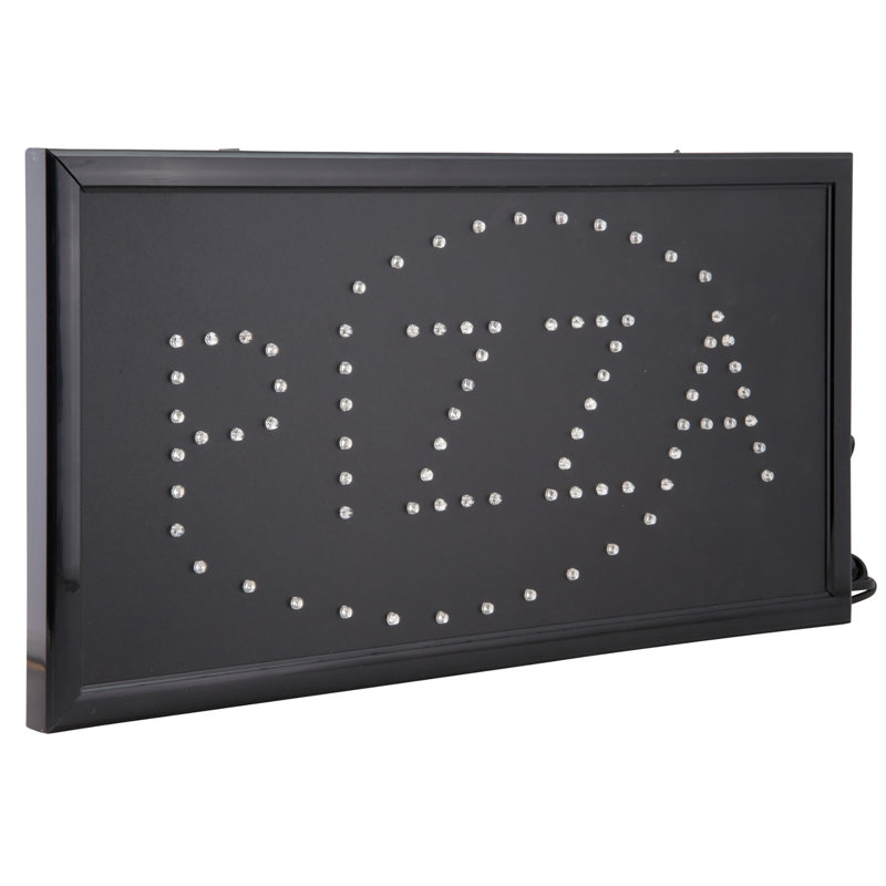 Enseigne murale bleue "Pizza" avec chaîne suspendue 19X10X1
