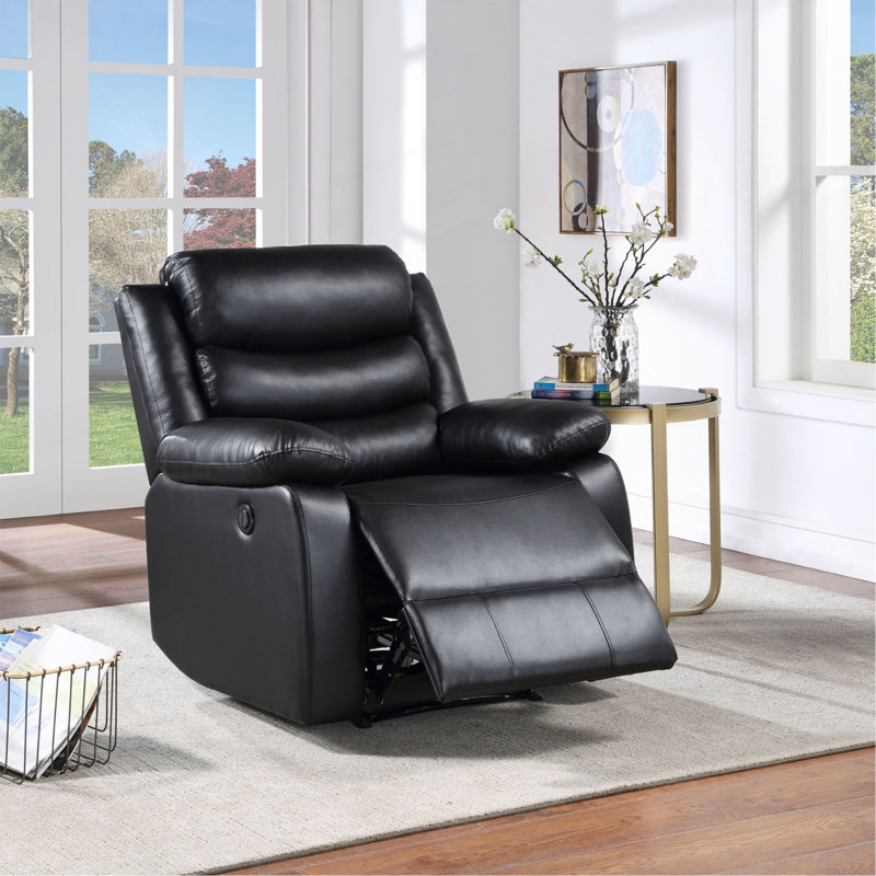 Fauteuil inclinable électrique en cuir synthétique noir