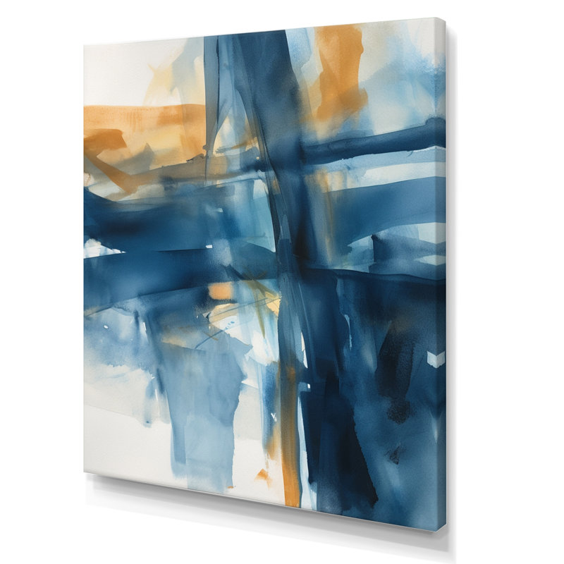 «Blue and Gold Fusion», art mural Fractals, H 32 po x l 24 po x P 1 po, Toile tendue