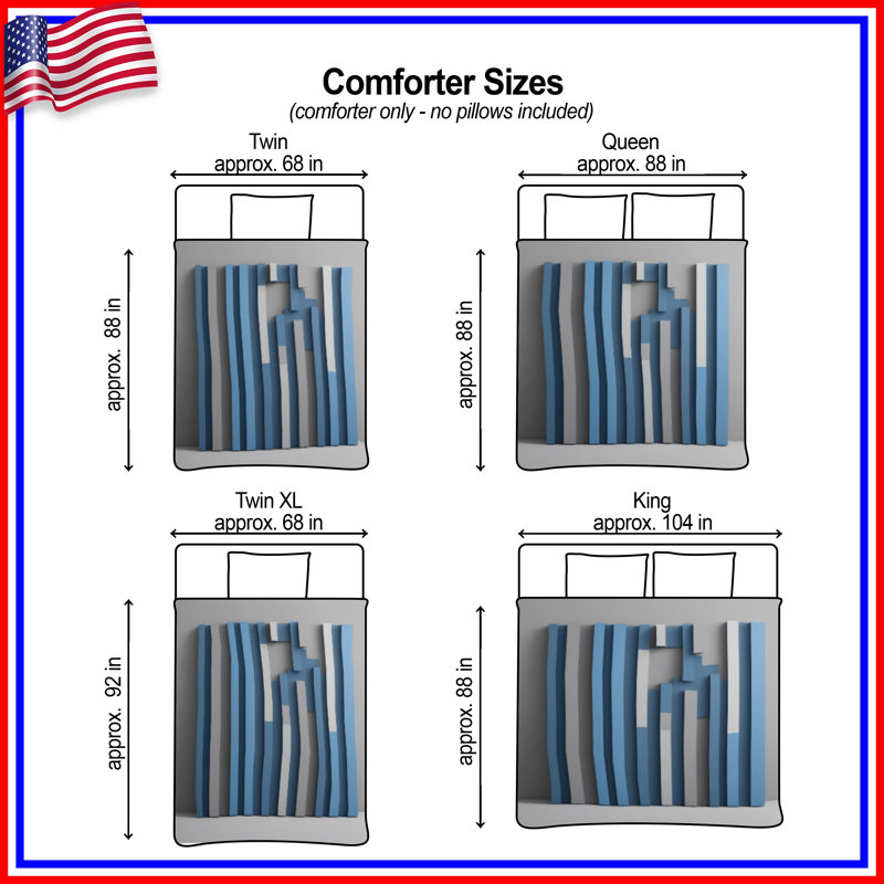 Blue Gray Vertical Bars Comforter, Twin Extra Long