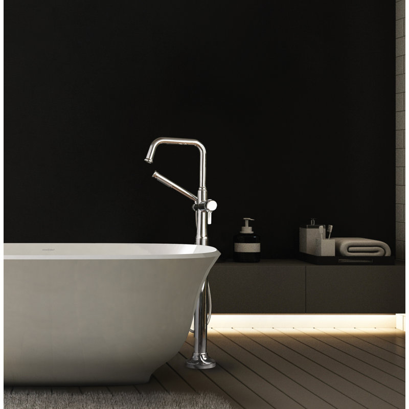 Momenti Single Hole Floor Mounted Clawfoot Tub Trim with U-Spout, Chrome, Lever