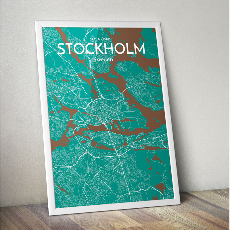 Stockholm City Map - No Frame Print, 97.7 cm H x 50 cm W x 0.1 cm D