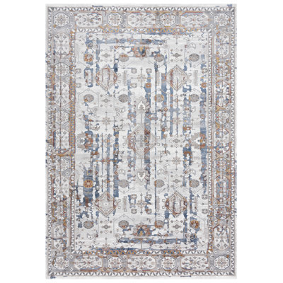 Tapis oriental ivoire et gris